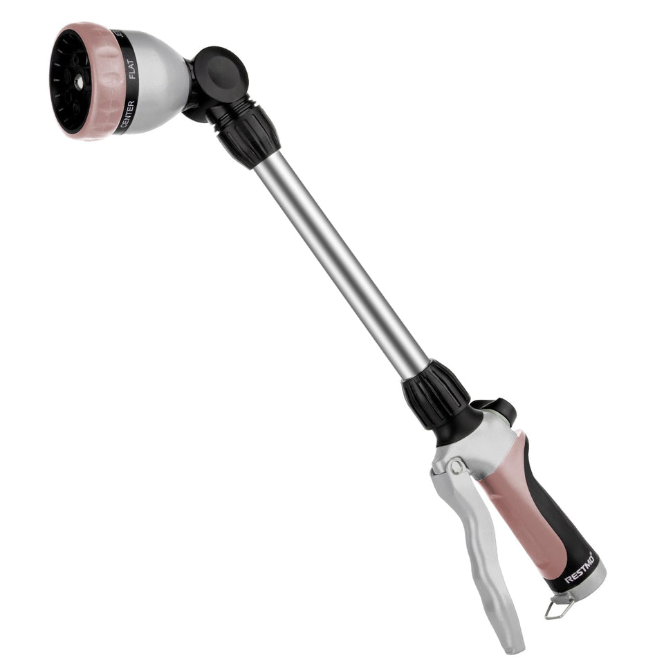Restmo metal watering wand with 16-inch length for extended reach in beds and pots