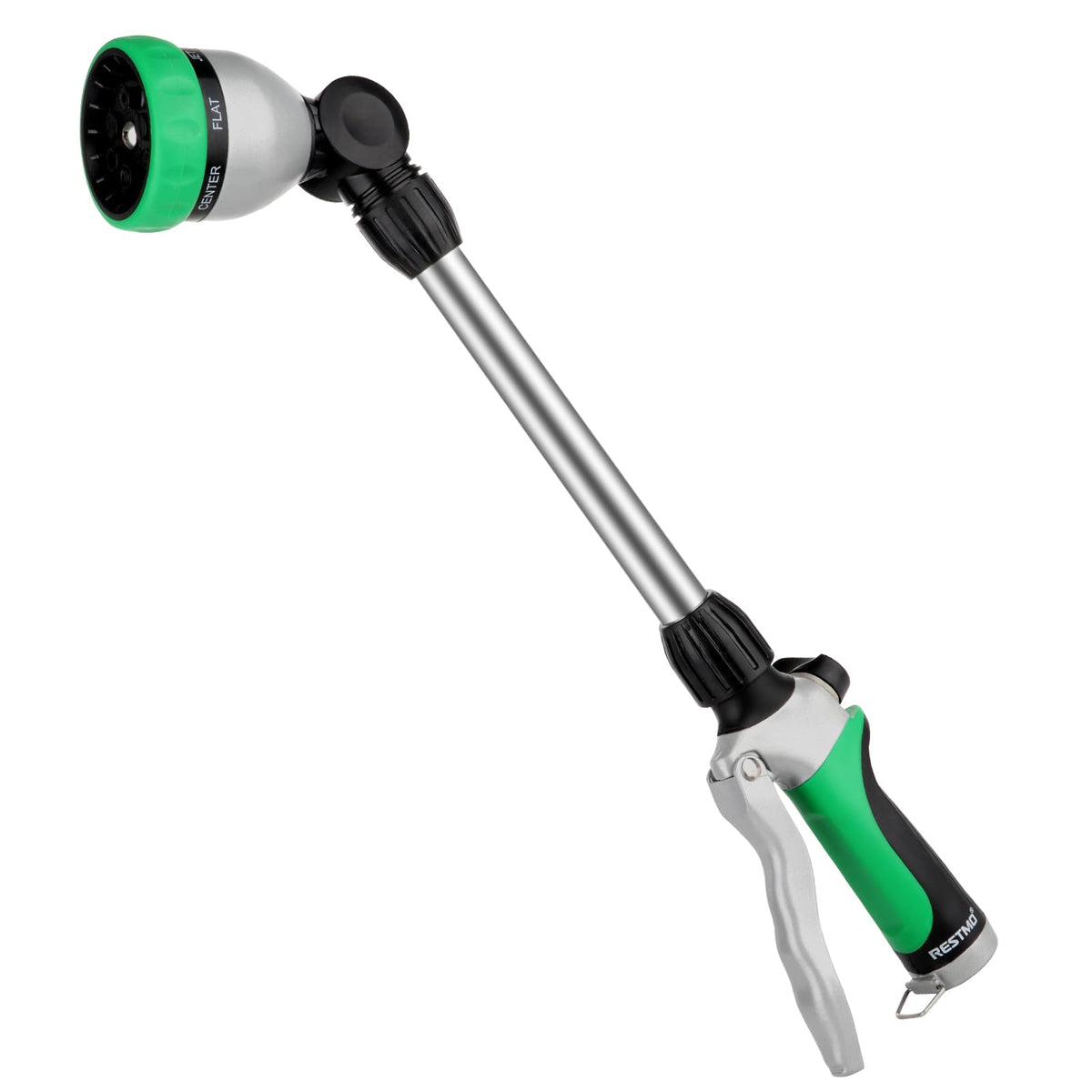 Restmo metal watering wand close-up shows durable zinc alloy construction for long-lasting garden watering.