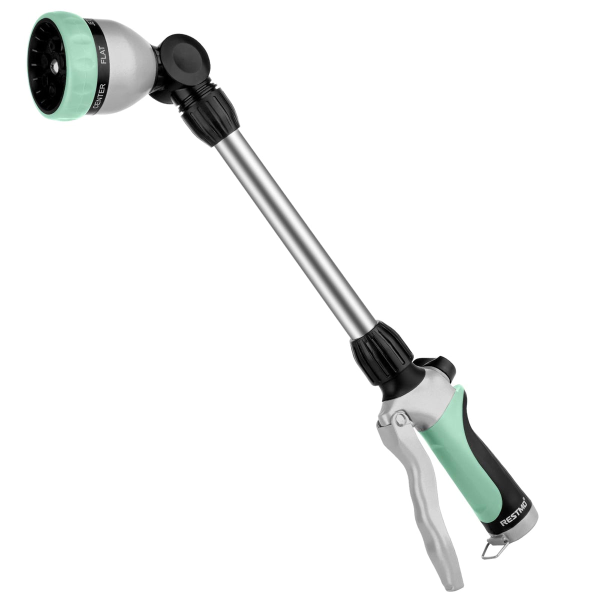 Restmo metal watering wand 180-degree head for precise reach in tight garden corners