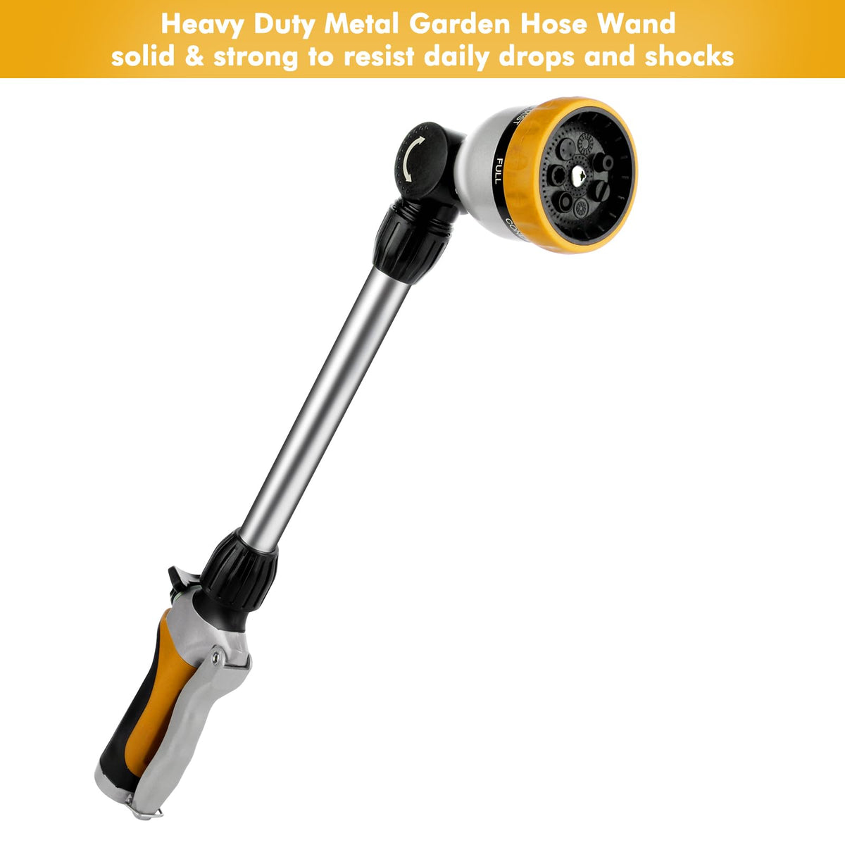 Restmo metal watering wand 180-degree head eases reach to hard-to-access areas.