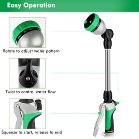 Restmo metal watering wand with seven spray patterns for versatile watering tasks.