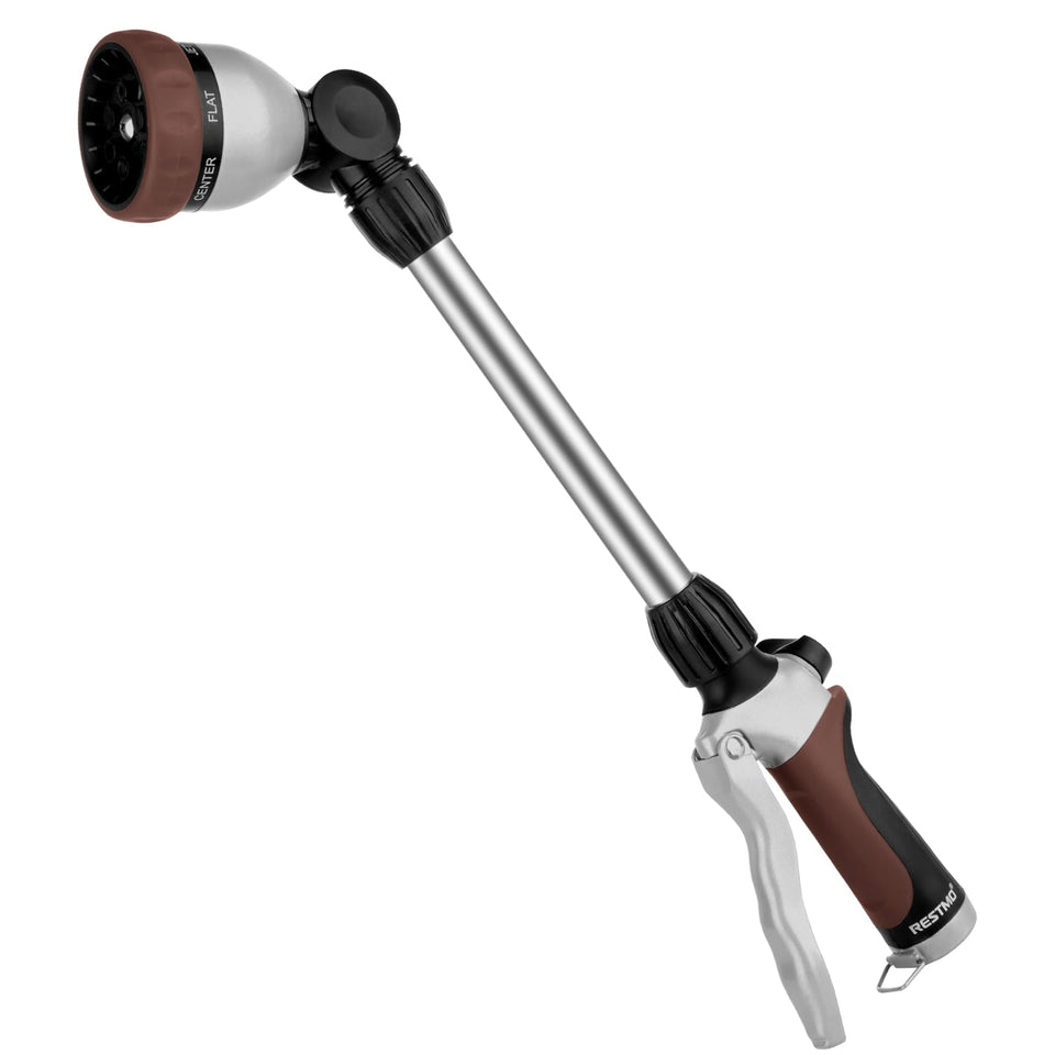 RESTMO metal watering wand with angle-head for tight spots in shrubs