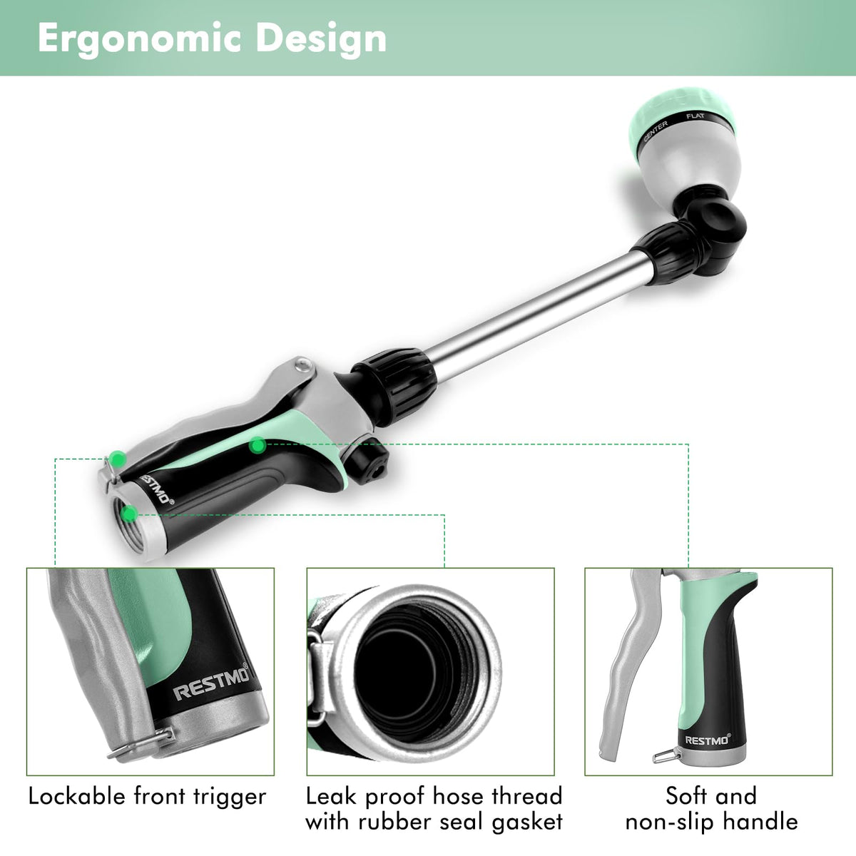 Restmo ergonomic wand with TPU coating offers a comfortable, non-slip grip