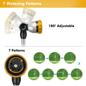 Restmo metal watering wand ergonomic grip reduces hand fatigue during watering.