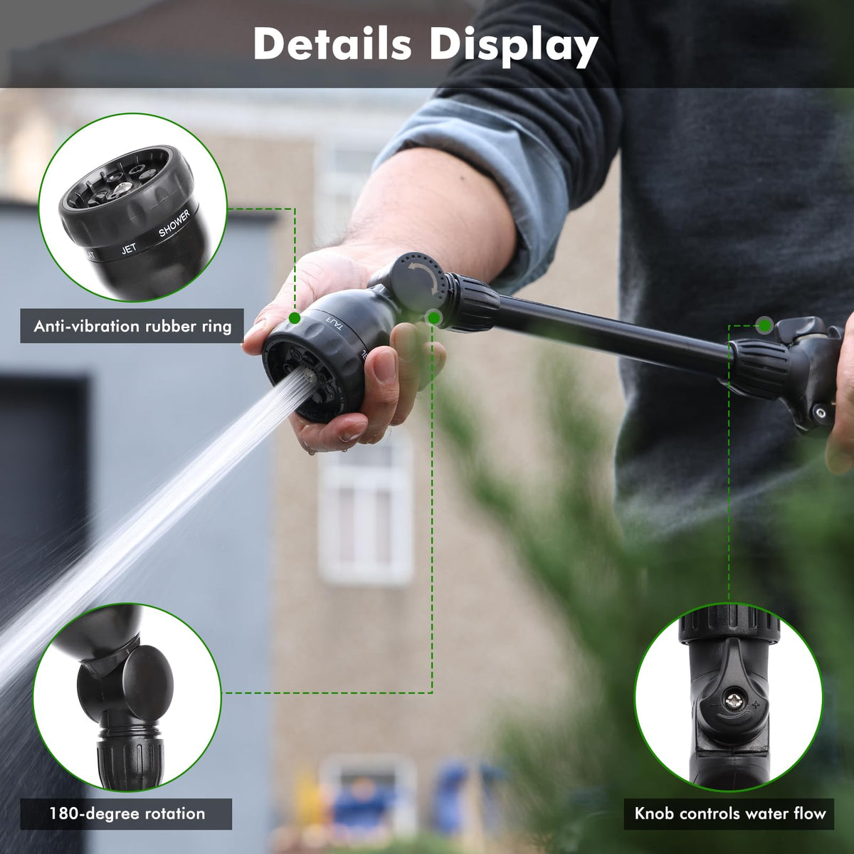 RESTMO ergonomic grip reduces hand fatigue during extended watering sessions.