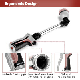 Ergonomic soft TPU grip reduces hand fatigue during long watering sessions