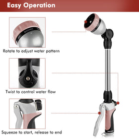 Flow control knob lets you adjust pressure for delicate plants or jets