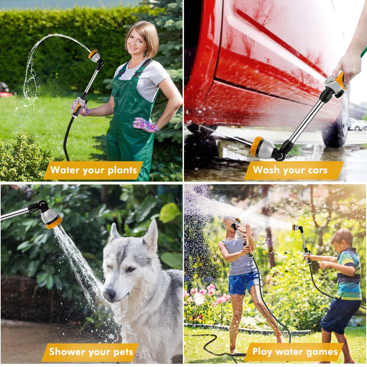 Restmo metal watering wand compact storage keeps tools organized.