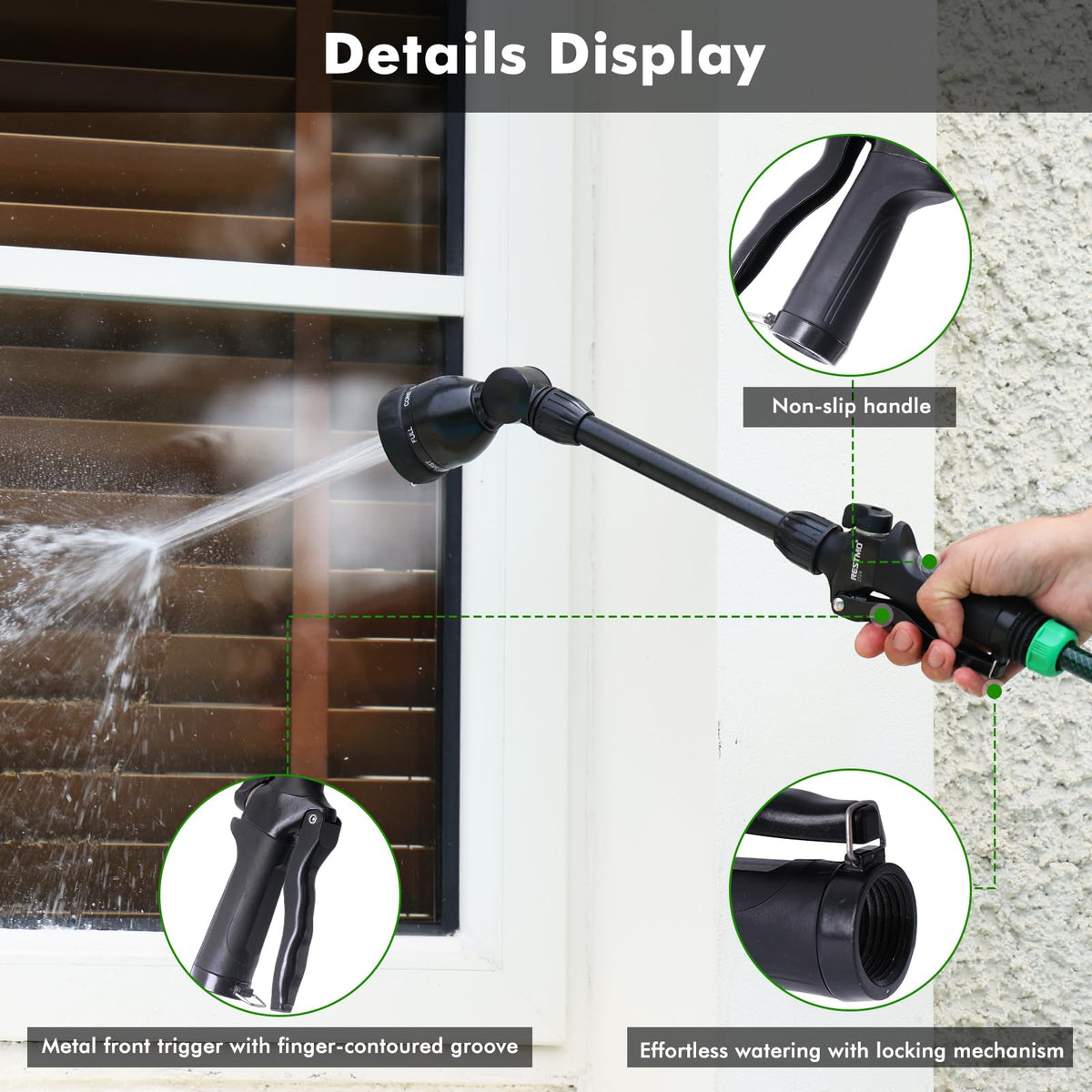 RESTMO 16-inch wand with TPU coating for durability and grip in all weather.