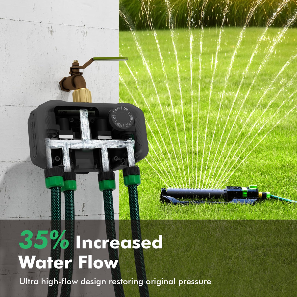 Restmo misting compatibility enables flexible garden watering options.