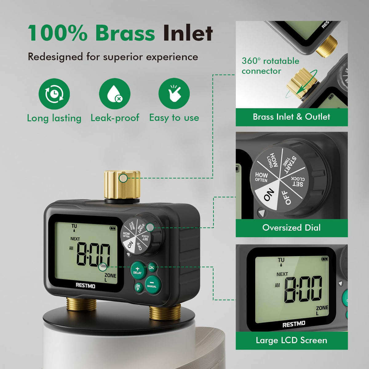 Restmo misting system-ready timer for outdoor cooling and plant care