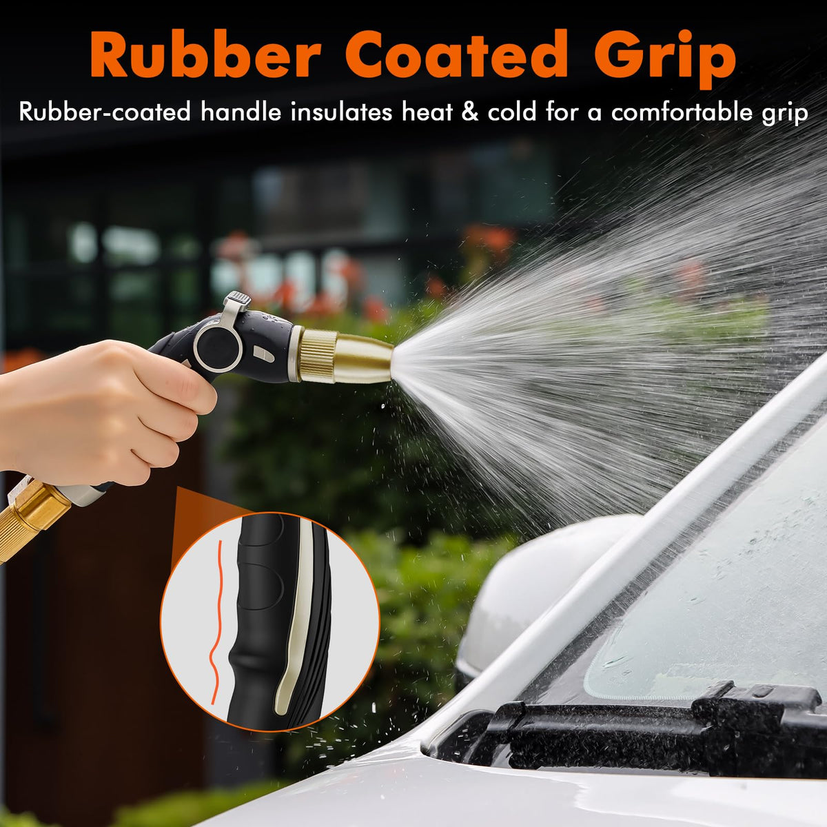 Restmo adjustable spray patterns include mist, cone, and full patterns for flexibility.