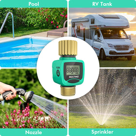 Restmo outdoor water meter designed for durable garden and RV use.