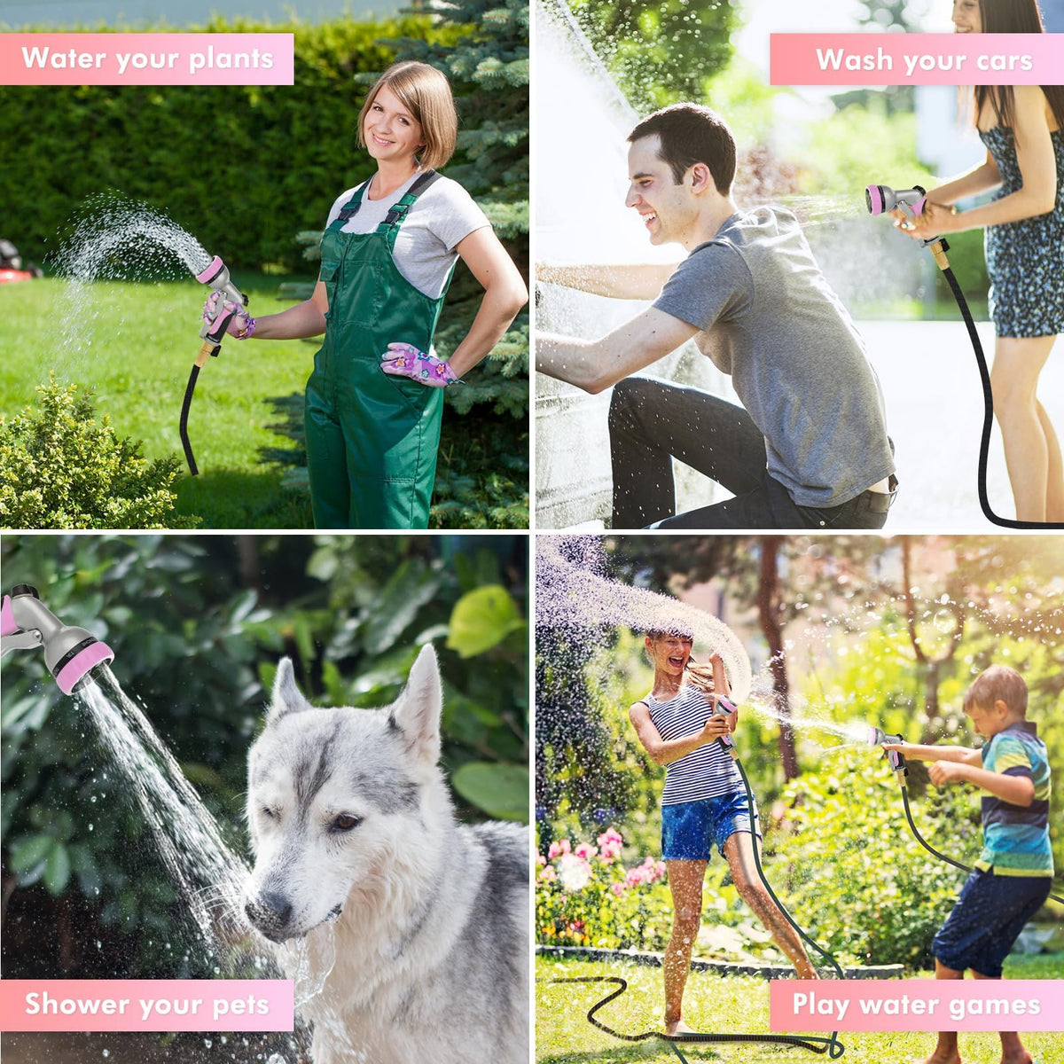 Restmo pink garden nozzle adds style to everyday watering tasks.