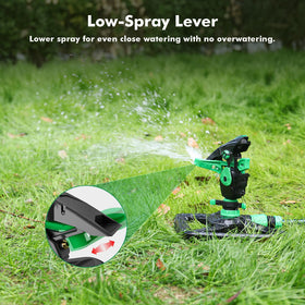 RESTMO distance slider enables precise spray range adjustment for every yard zone.