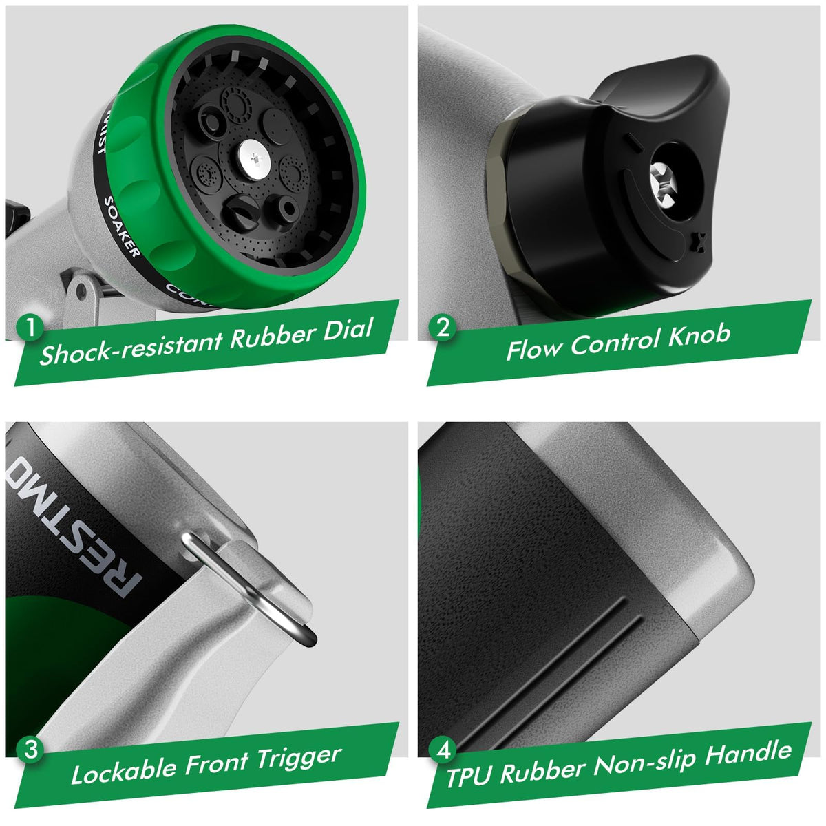 Restmo rubber gasket ensures leak-free attachment.