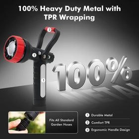 Restmo six-pattern rotary dial enables versatile garden watering.