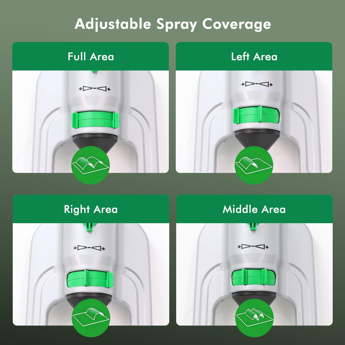 Restmo sliding tabs customize spray pattern to target beds and borders efficiently.
