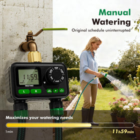 Restmo sprinkler timer LCD display for quick, readable programming.
