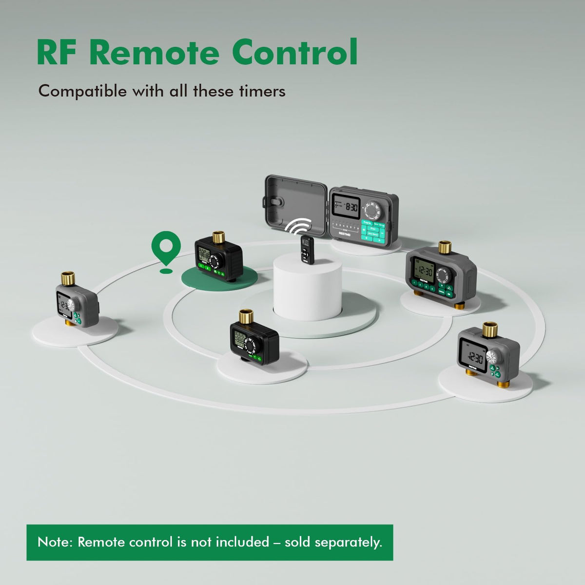 Restmo timer provides manual and automatic irrigation modes for control.
