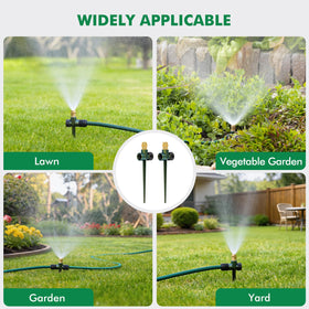 RESTMO sprinkler in action waters lawn evenly over large areas.