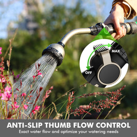 RESTMO thumb flow control enables easy on off adjustments while watering