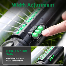 21-nozzle head delivers even rain-like spray across large yards
