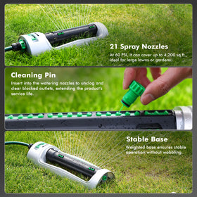 Built-in cleaning pin clears clogs quickly to maintain flow