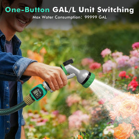 Restmo meter with 3/4 inch hose thread compatible with most hoses.