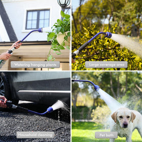 RESTMO pearlescent wand helps water hanging baskets and distant beds with ease.