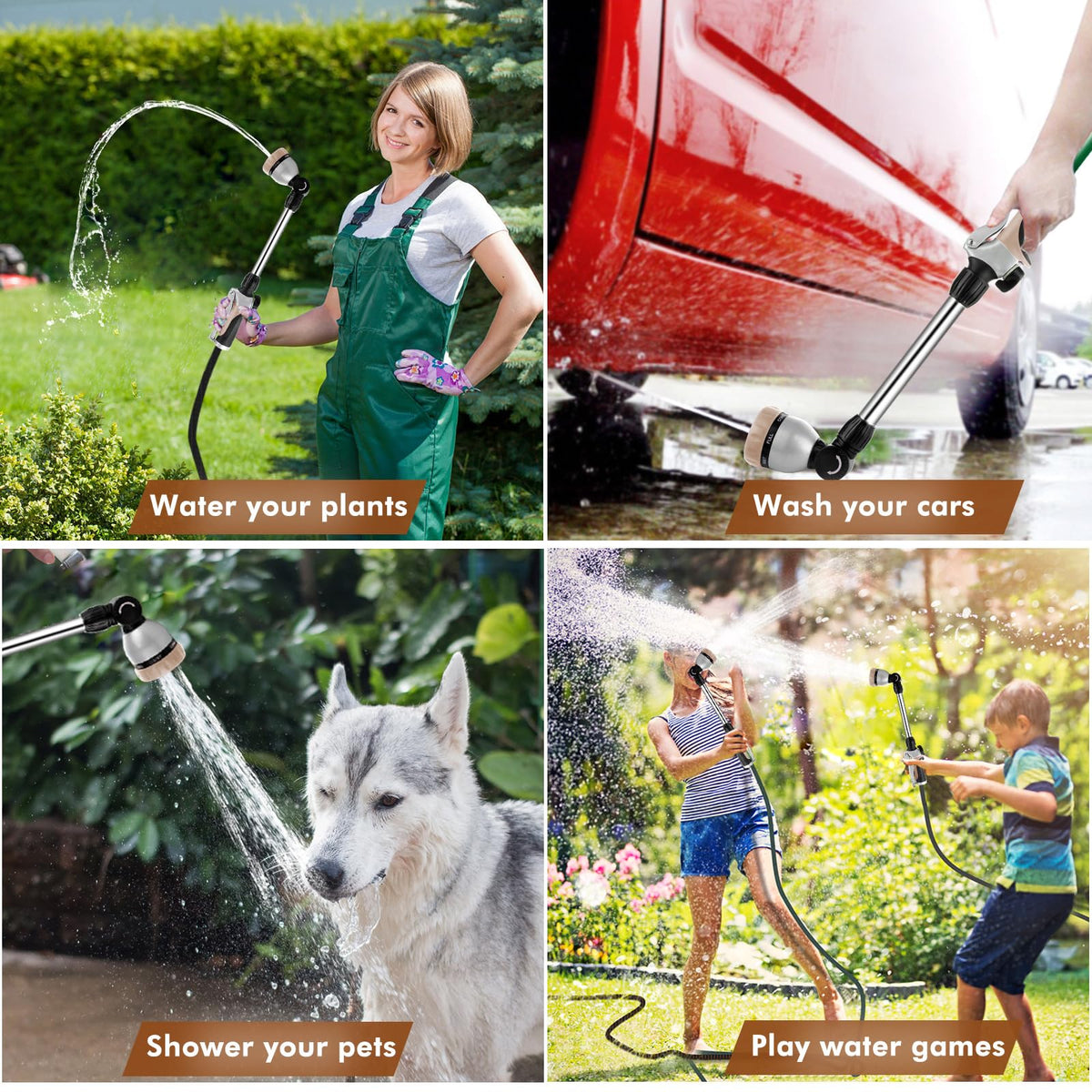 Restmo 180-degree swivel aids reaching hanging baskets with ease.