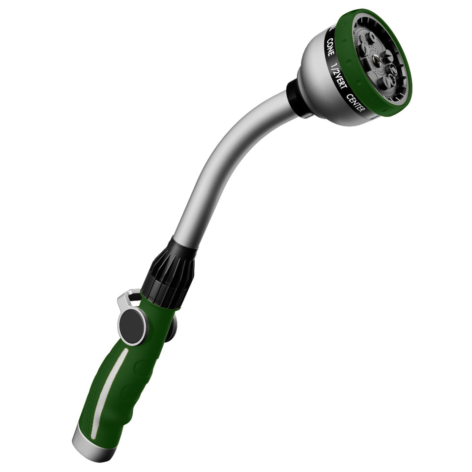 RESTMO watering wand with metal body and 15-inch reach for precise irrigation.