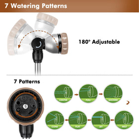 Restmo watering wand 180-degree head reaches tight spots in the garden.