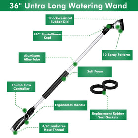 Restmo 180-degree swivel head allows flexible watering around shrubs and walls.