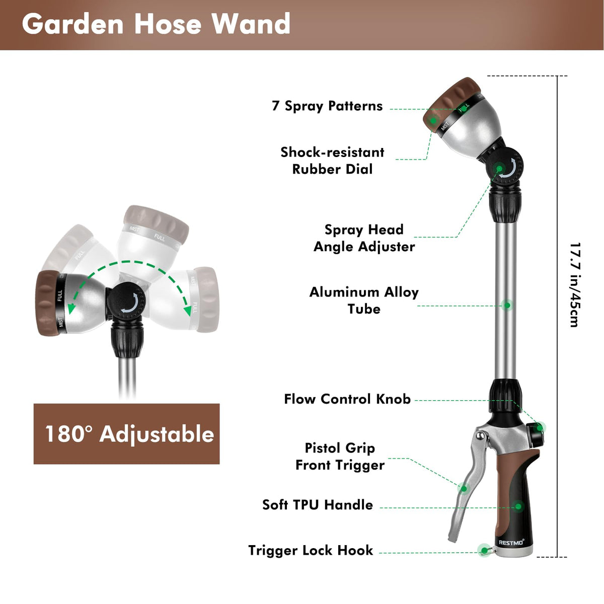 RESTMO watering wand ergonomic grip for comfortable long use