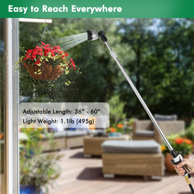 Ergonomic grip on Restmo watering wand reduces hand fatigue.