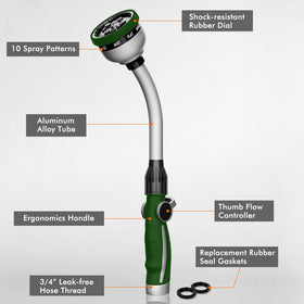 RESTMO wand features thumb flow control for easy watering.