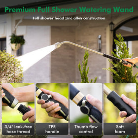 Thumb flow control on Restmo wand for easy on/off watering
