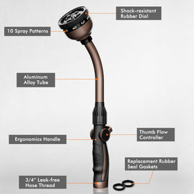 Restmo Watering Wand with thumb flow control for easy on/off in the garden