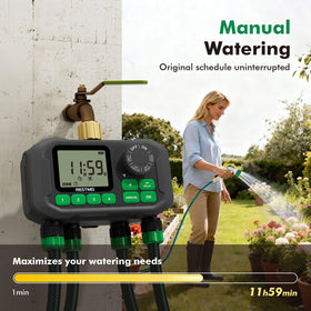 Restmo waterproof LCD display remains readable in sun or rain for easy setup.
