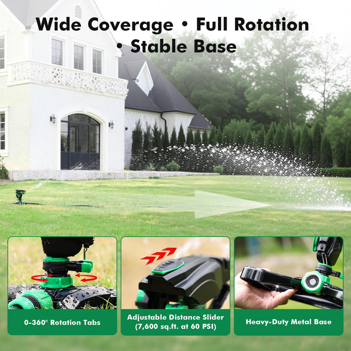 RESTMO zinc alloy base provides sturdy stability on varying ground conditions.