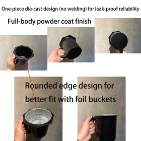 RESTTIME grease bucket fits standard grills to reduce misalignment and drips.