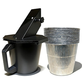 RESTTIME grease bucket with lid securely closed to prevent leaks during grilling.