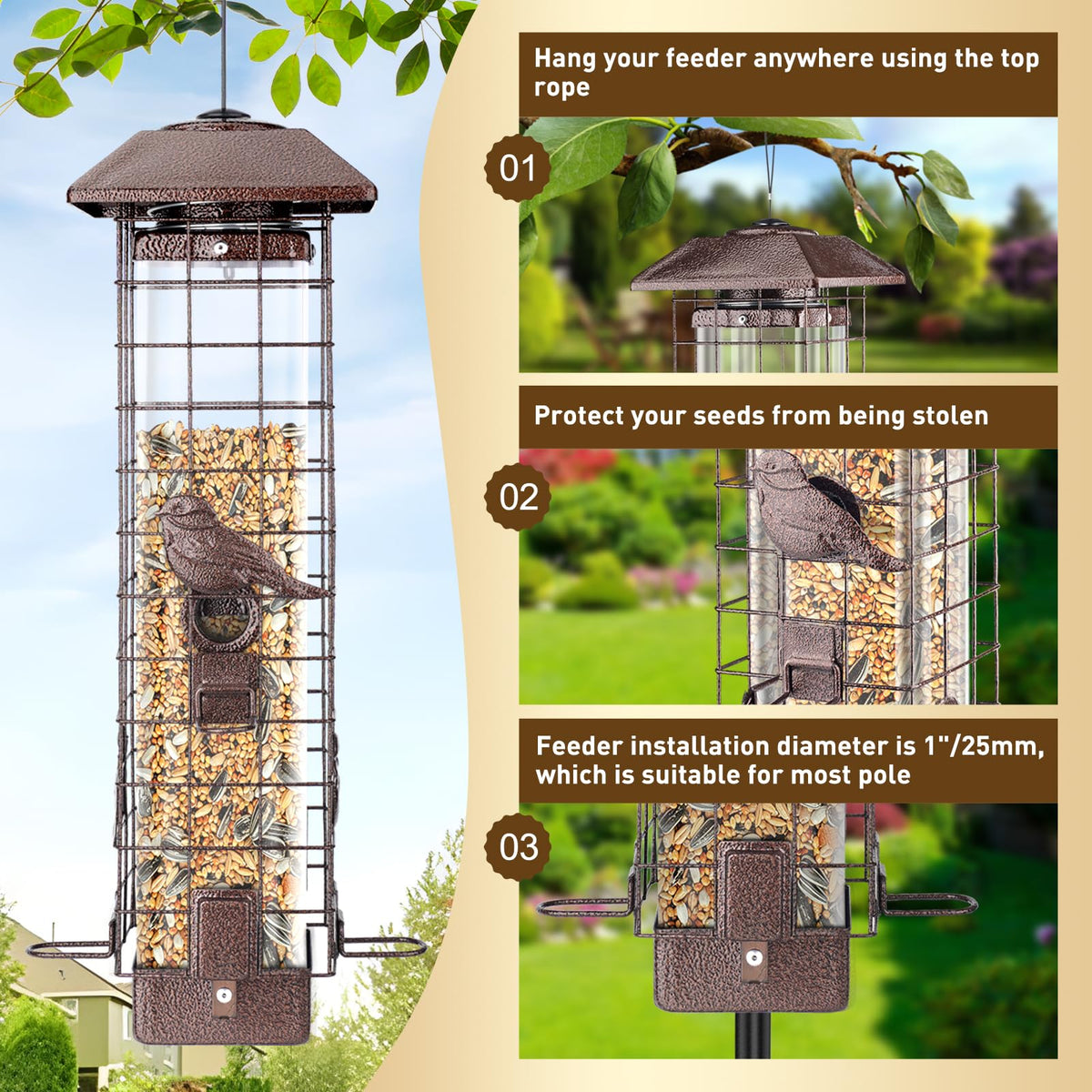 ReTang four-port feeder invites multiple species for lively backyard viewing