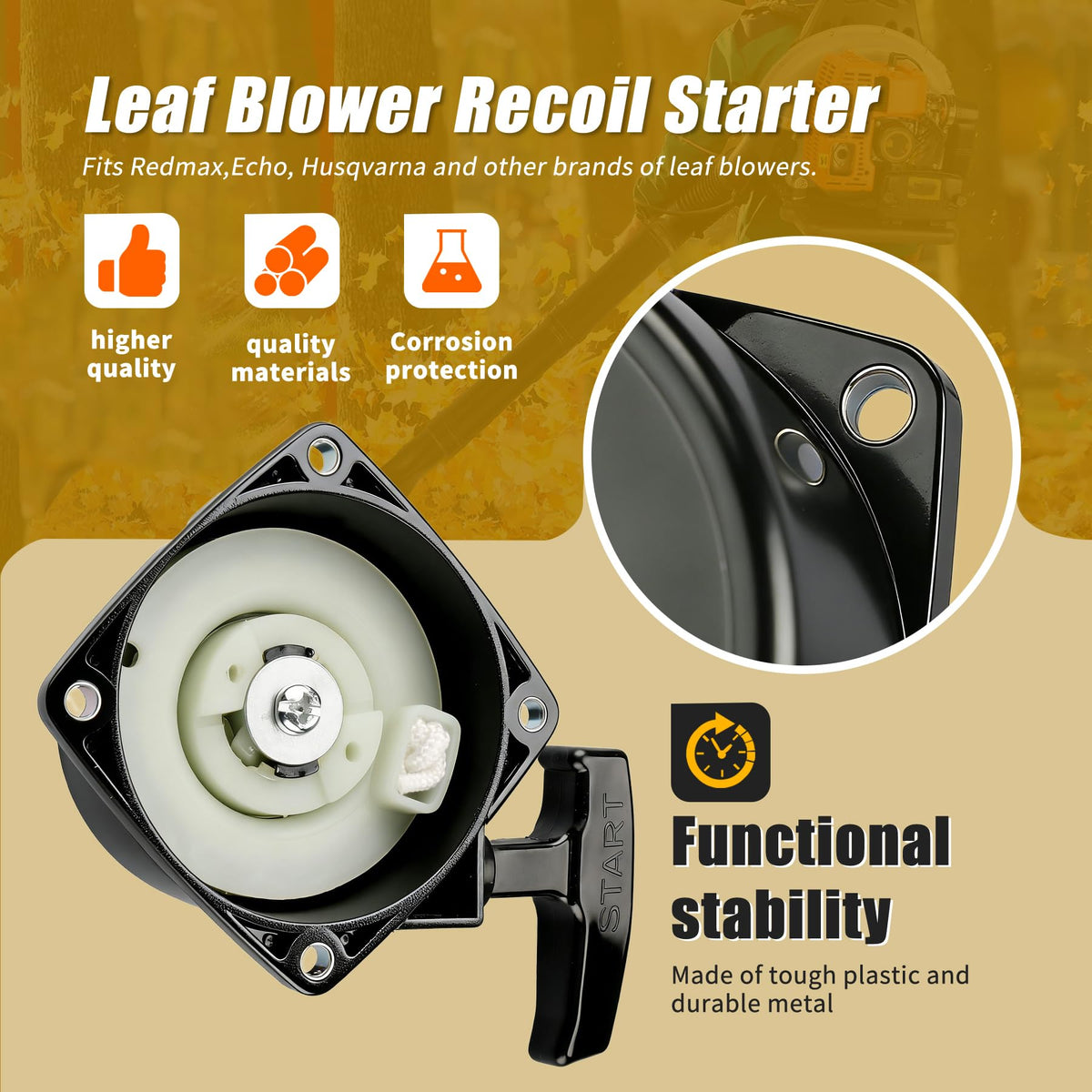 Retepif replacement handle, sturdy grip for smooth hand pull starts