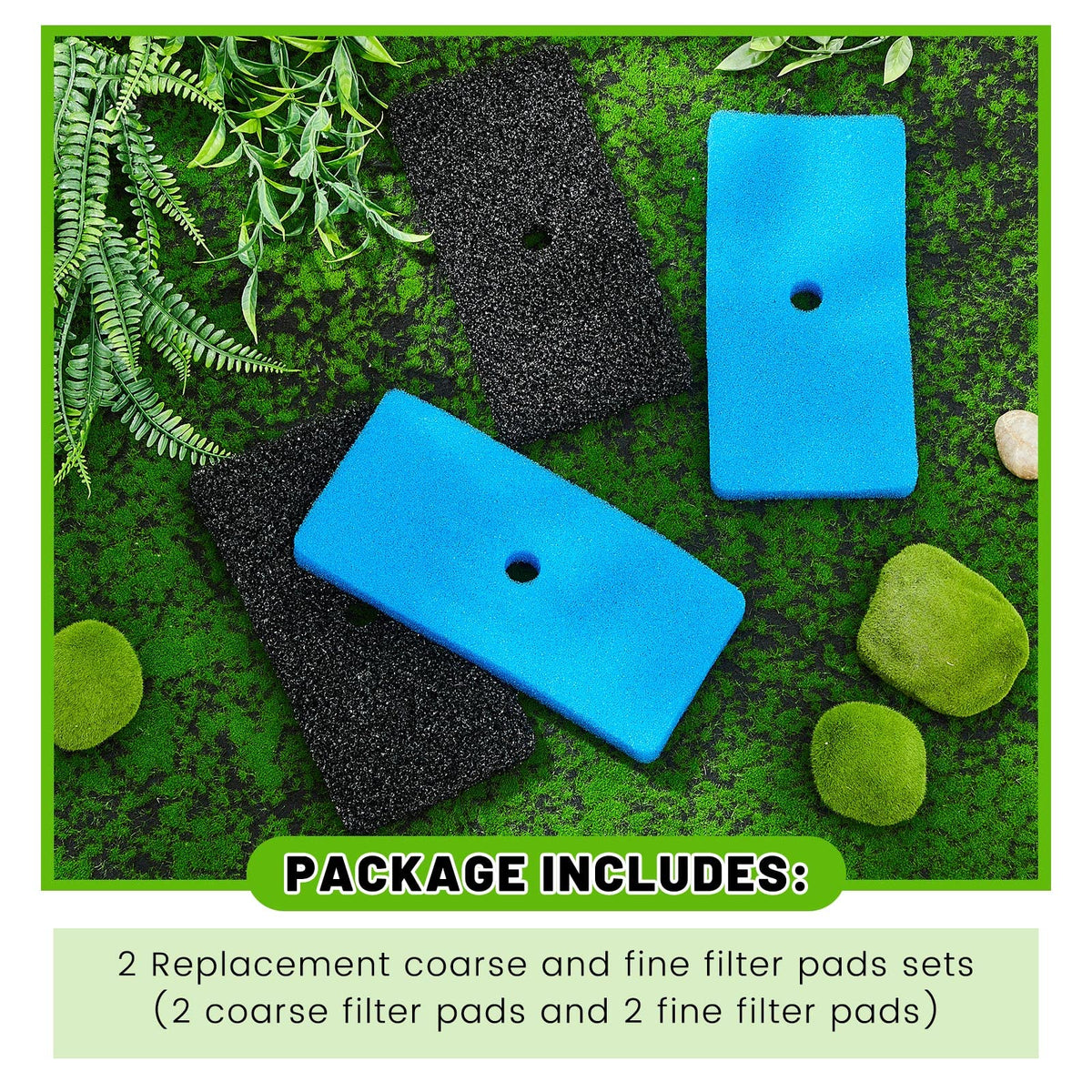 Retisee pond filter pads set with two coarse and two fine pads for refreshed filtration