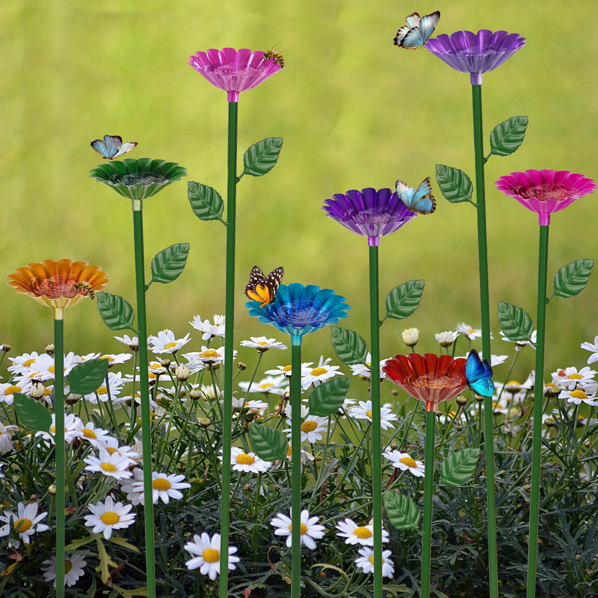 Retyion bee watering station flower-bowl brightens garden while inviting pollinators