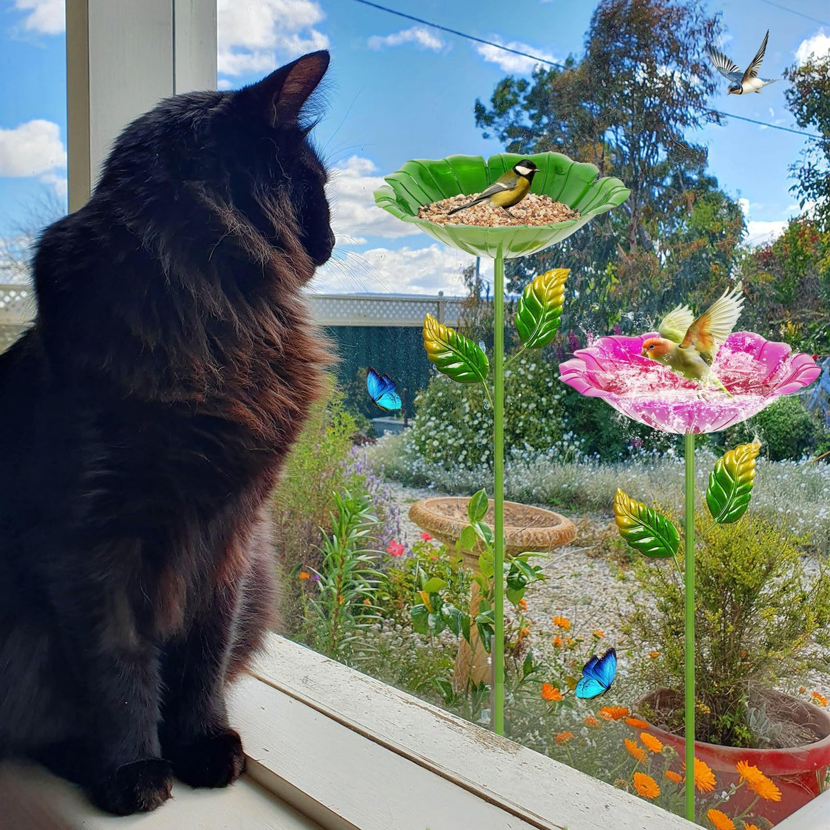 Retyion bird bath hummingbird friendly design welcomes small visitors
