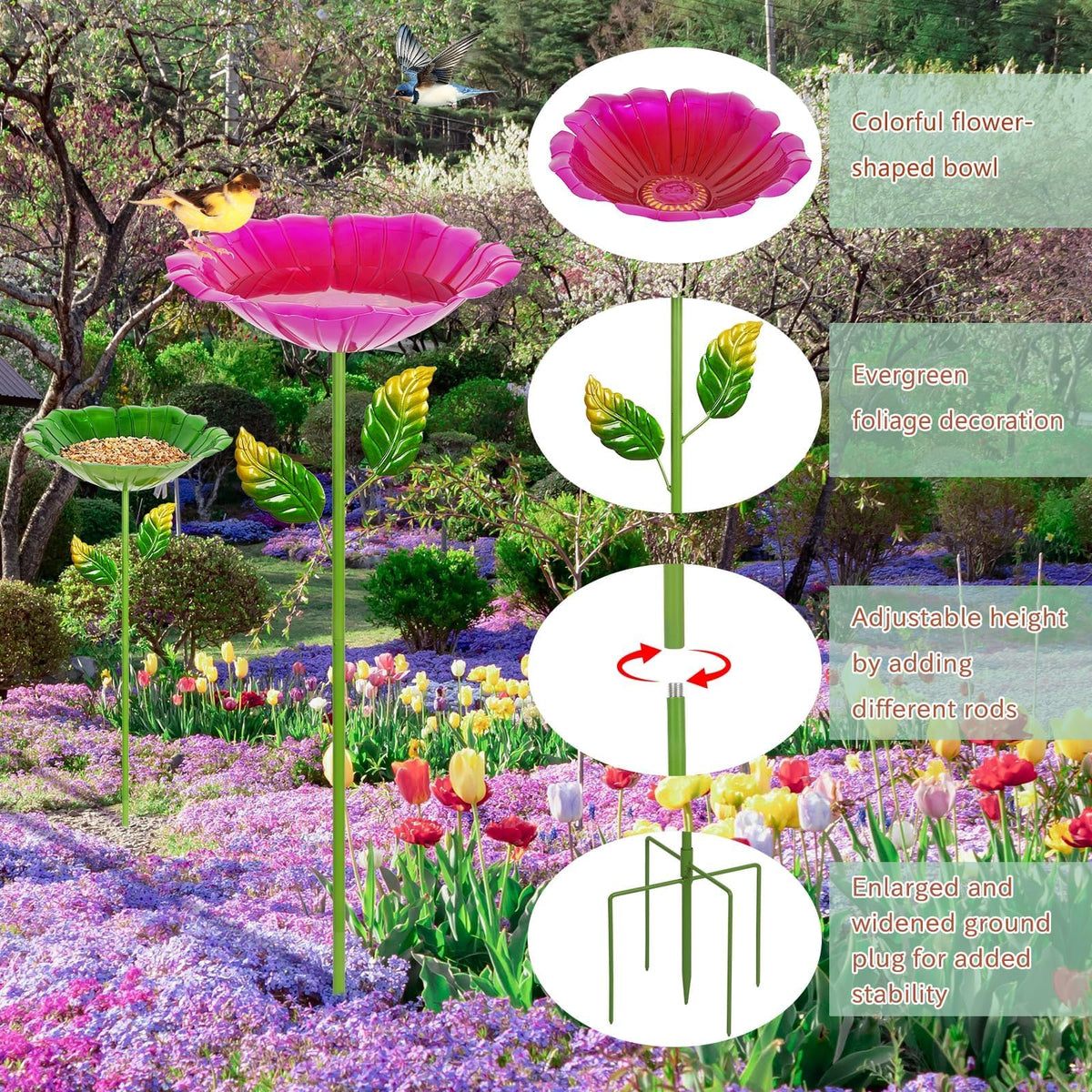 Retyion bird bath multi-use design doubles as water and decor
