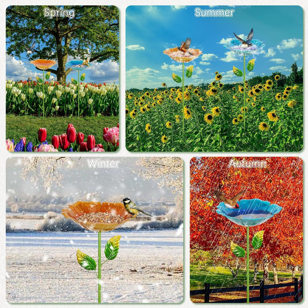 Retyion decorative bird bath doubles as a feeder or garden ornament.
